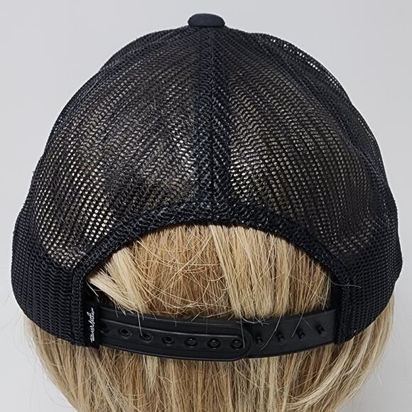 Travis Mathew Hat Men OS Palm Tree Logo Stripe Mesh Back Black Red Golf Snapback - Picture 4 of 9